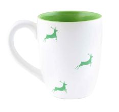 Green Running Deer Decorative Handcraft Ceramic Coffee Mug